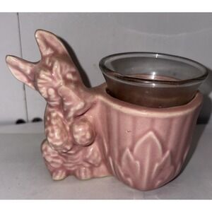 Vintage Pink Dog‎ Planter/Candle Holder